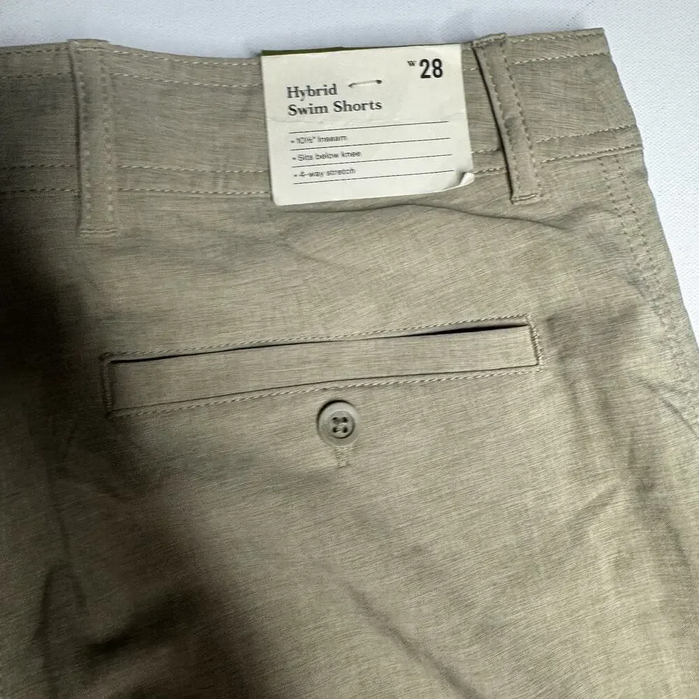 Goodfellow & Co Hybrid Swim Shorts Mens 28 Beige Stretch Chino Beach Golf